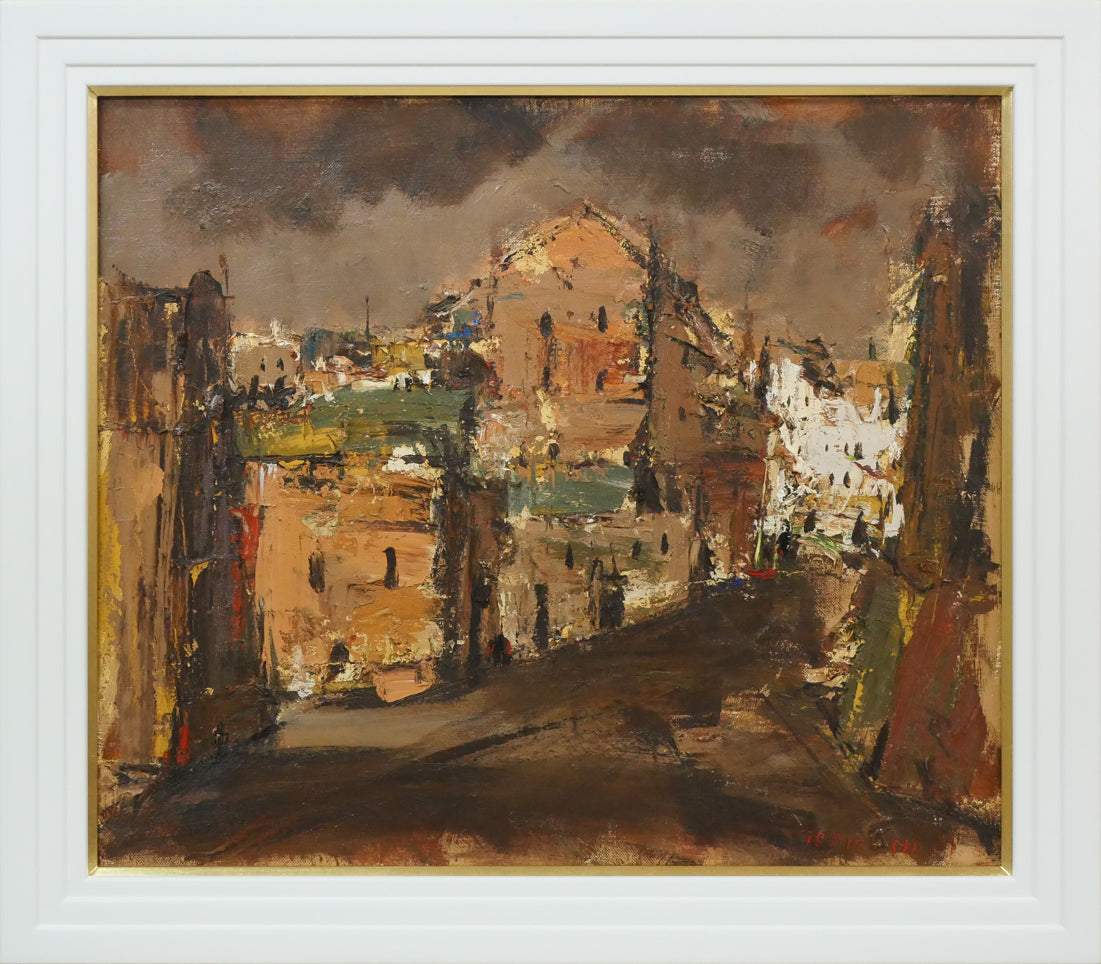 友成晴雄「パリ裏通り」油絵・F10号