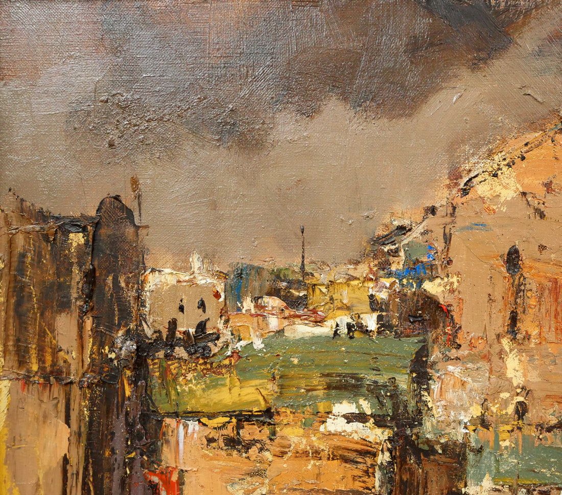 友成晴雄「パリ裏通り」油絵・F10号 拡大画像1