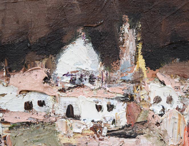 友成晴雄「聖堂の見える丘（南スペイン・ロンダ）」油絵・F4号　拡大画像4