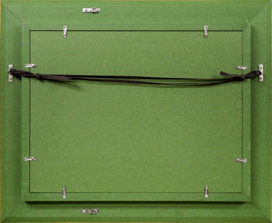 友成晴雄「運河ヴォージュ」油絵・F4号 額縁裏側画像