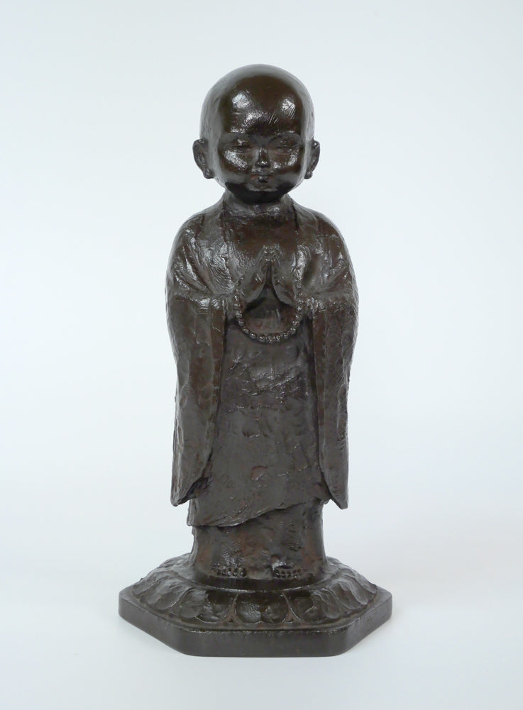 友沢正彦「合掌地蔵 祈り」ブロンズ作品 作品全体画像1