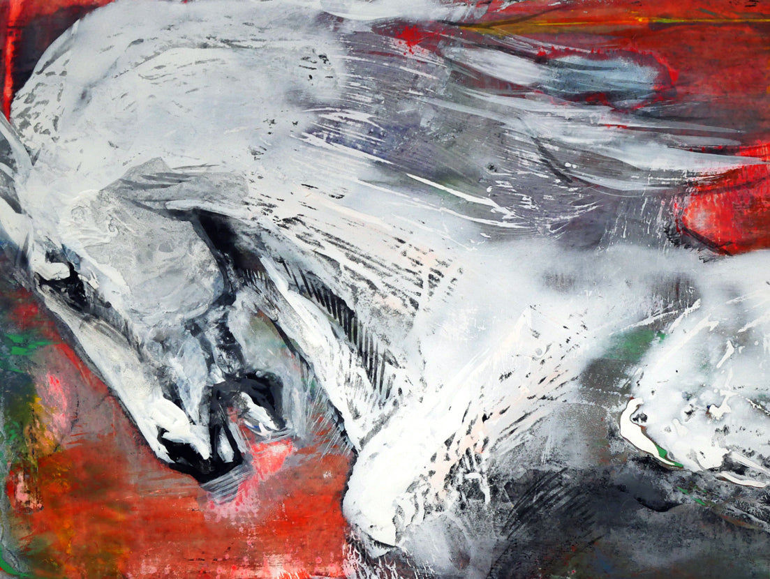 十時孝好「UMA95-6(馬)」油絵・SM 拡大画像1