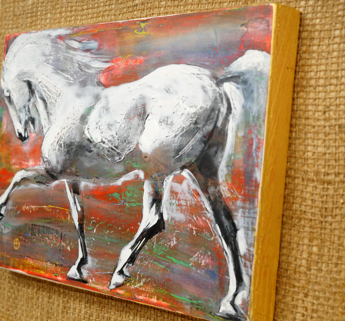 十時孝好「UMA95-6(馬)」油絵・SM 額装画像5