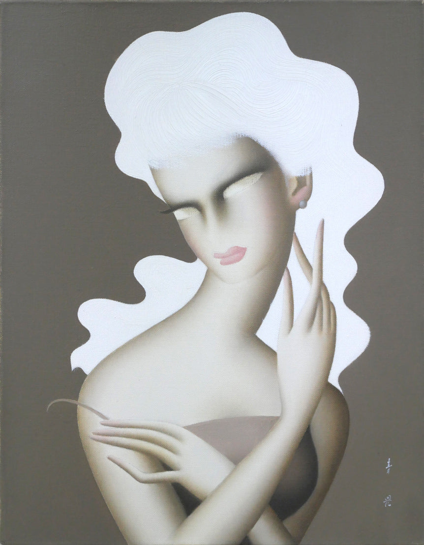 東郷青児「朝」油絵・F6号 作品全体拡大画像