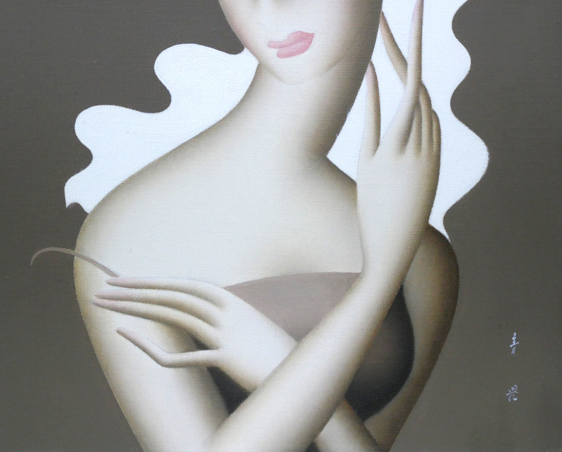 東郷青児「朝」油絵・F6号 拡大画像3