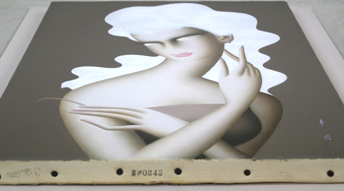 東郷青児「朝」油絵・F6号 側部画像