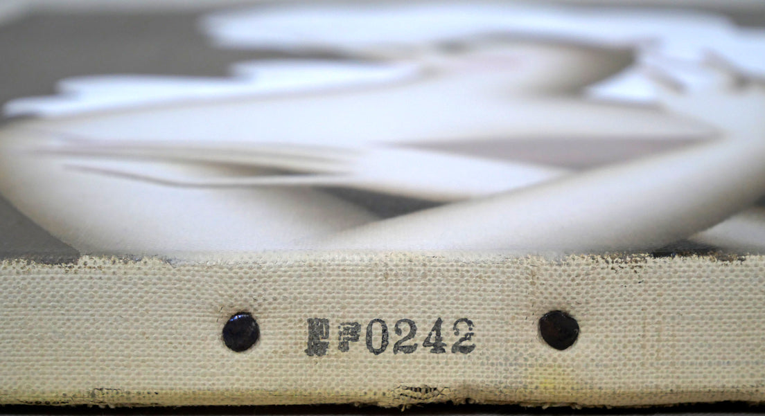 東郷青児「朝」油絵・F6号 側部拡大画像(登録番号)