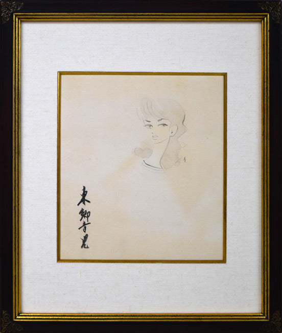 東郷青児「婦人像」紙に鉛筆・水彩画(デッサン)
