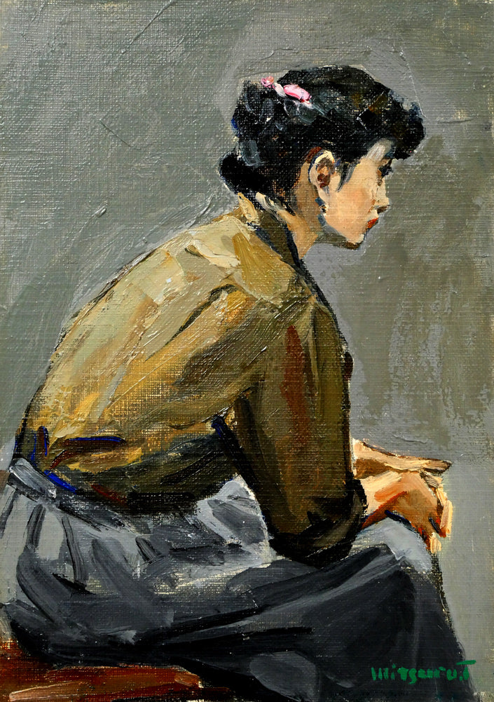 豊田満「ピンクのリボン」油絵・SM 作品全体画像