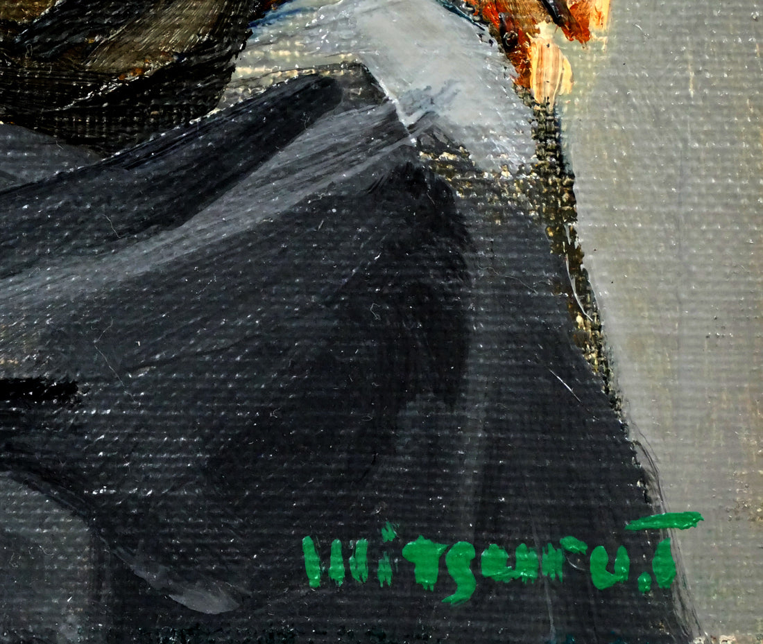 豊田満「ピンクのリボン」油絵・SM サイン拡大画像