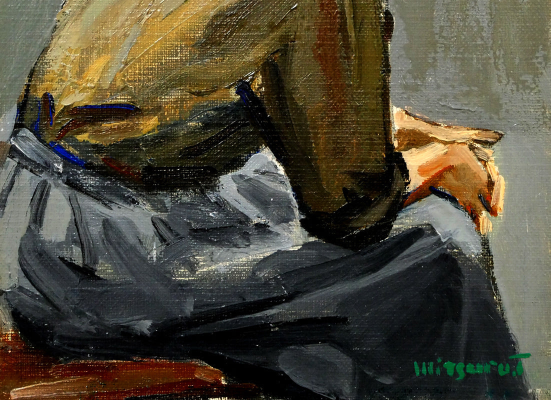 豊田満「ピンクのリボン」油絵・SM 拡大画像3