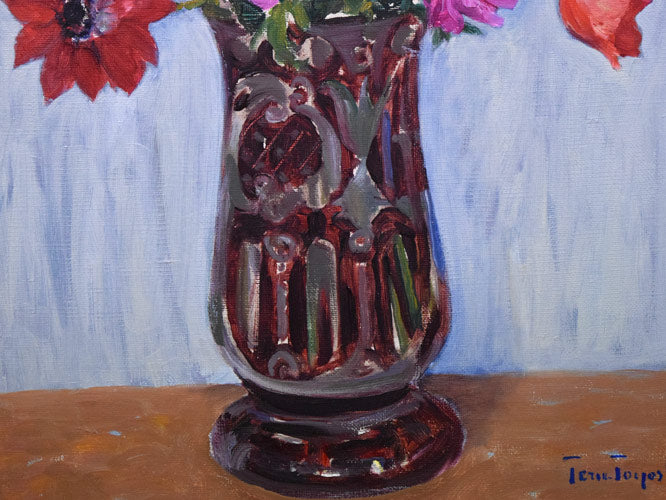 豊島輝彦「アネモネ」油絵・F8号 拡大画像4