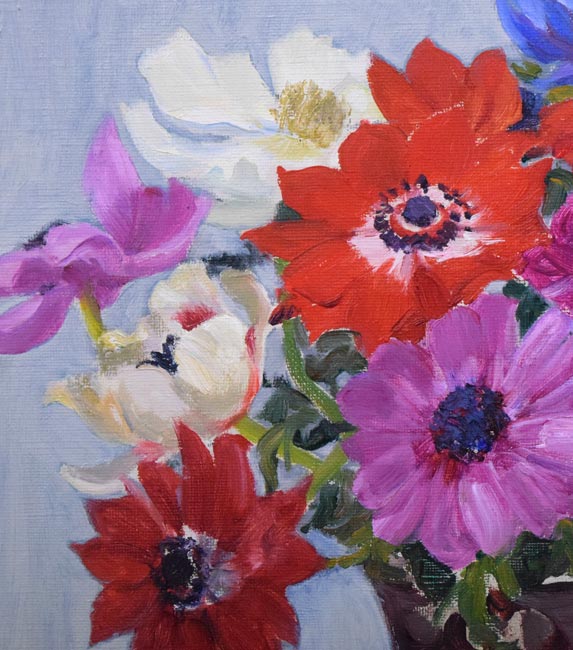 豊島輝彦「アネモネ」油絵・F8号 拡大画像2