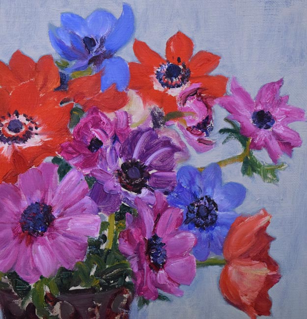 豊島輝彦「アネモネ」油絵・F8号 拡大画像3