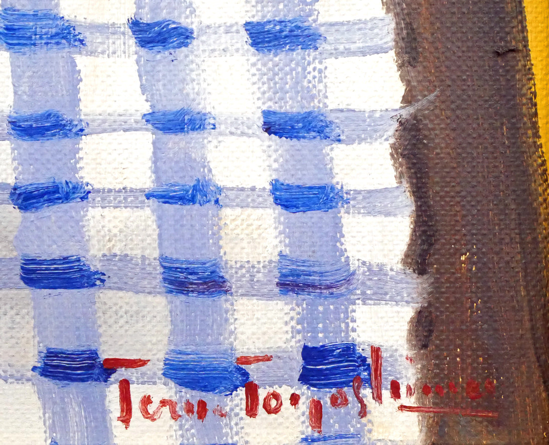 豊島輝彦「ボヘミアグラスのアネモネ」油絵・F8号 サイン拡大画像