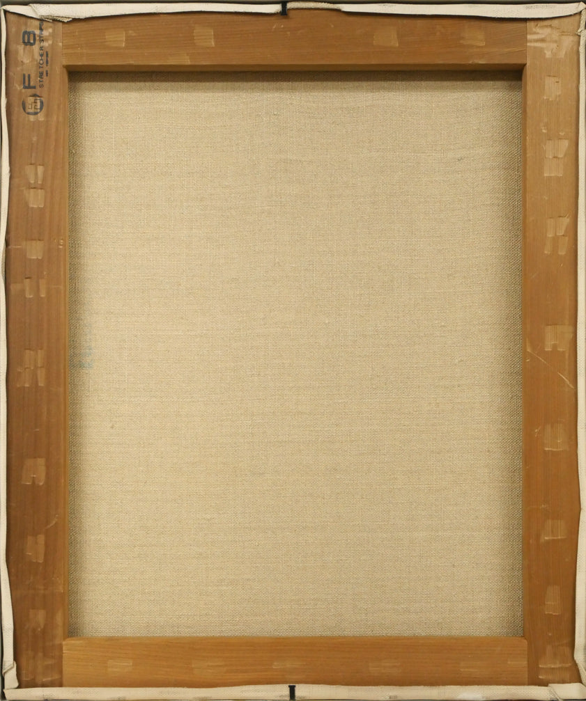 豊島輝彦「ボヘミアグラスのアネモネ」油絵・F8号 キャンバス裏側画像