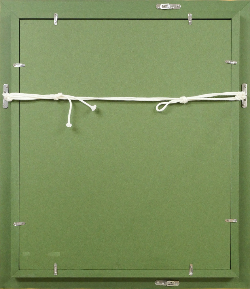 豊島輝彦「ボヘミアグラスのアネモネ」油絵・F8号 額縁裏側画像