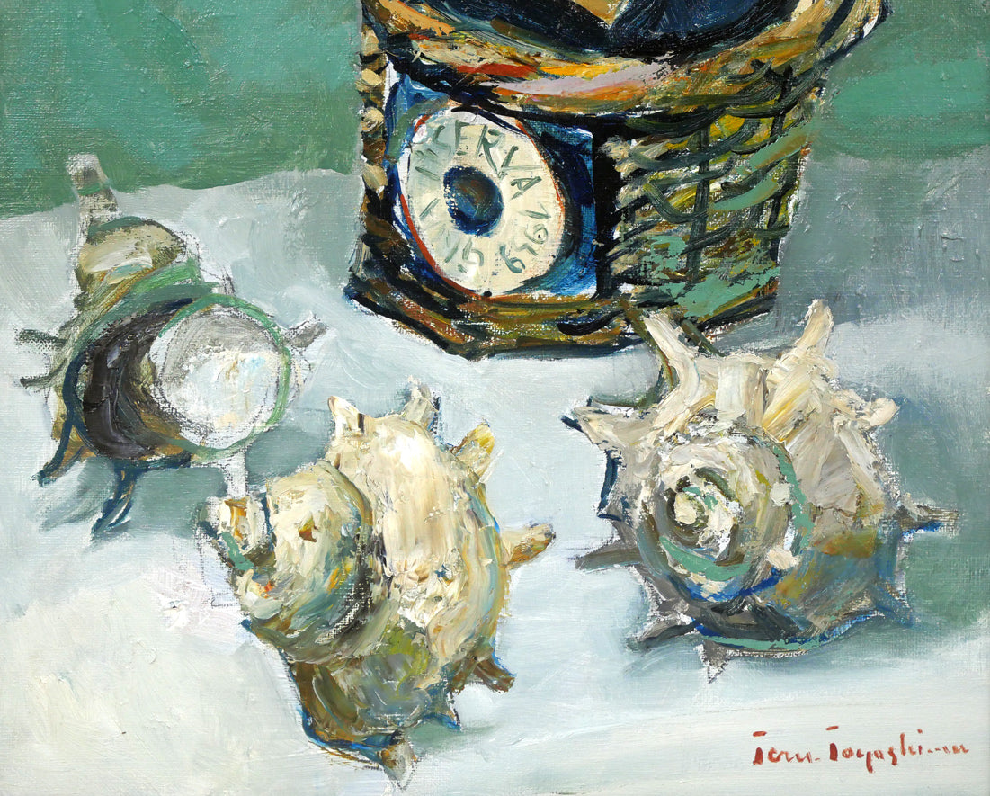 豊島輝彦「洋酒ビンのある静物」油絵・F6号 拡大画像2