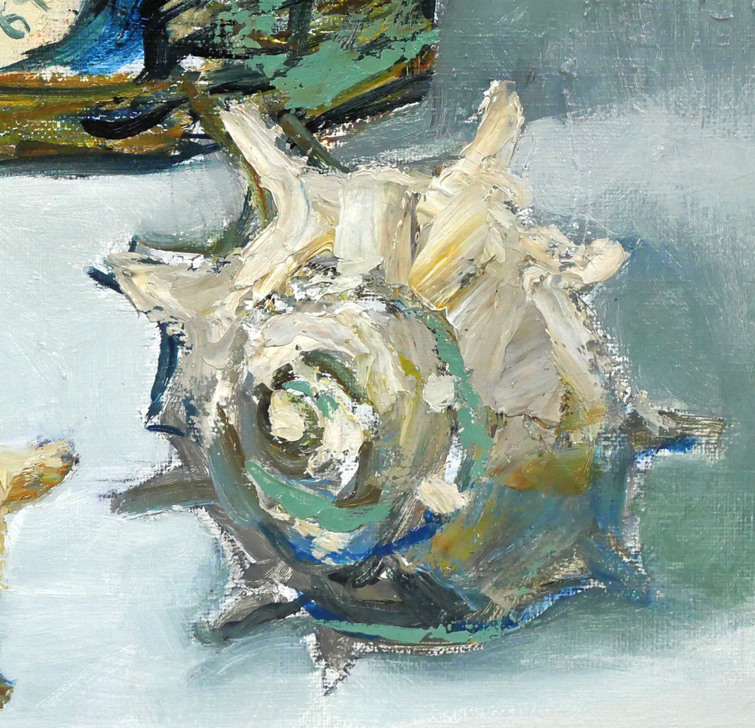 豊島輝彦「洋酒ビンのある静物」油絵・F6号 拡大画像4