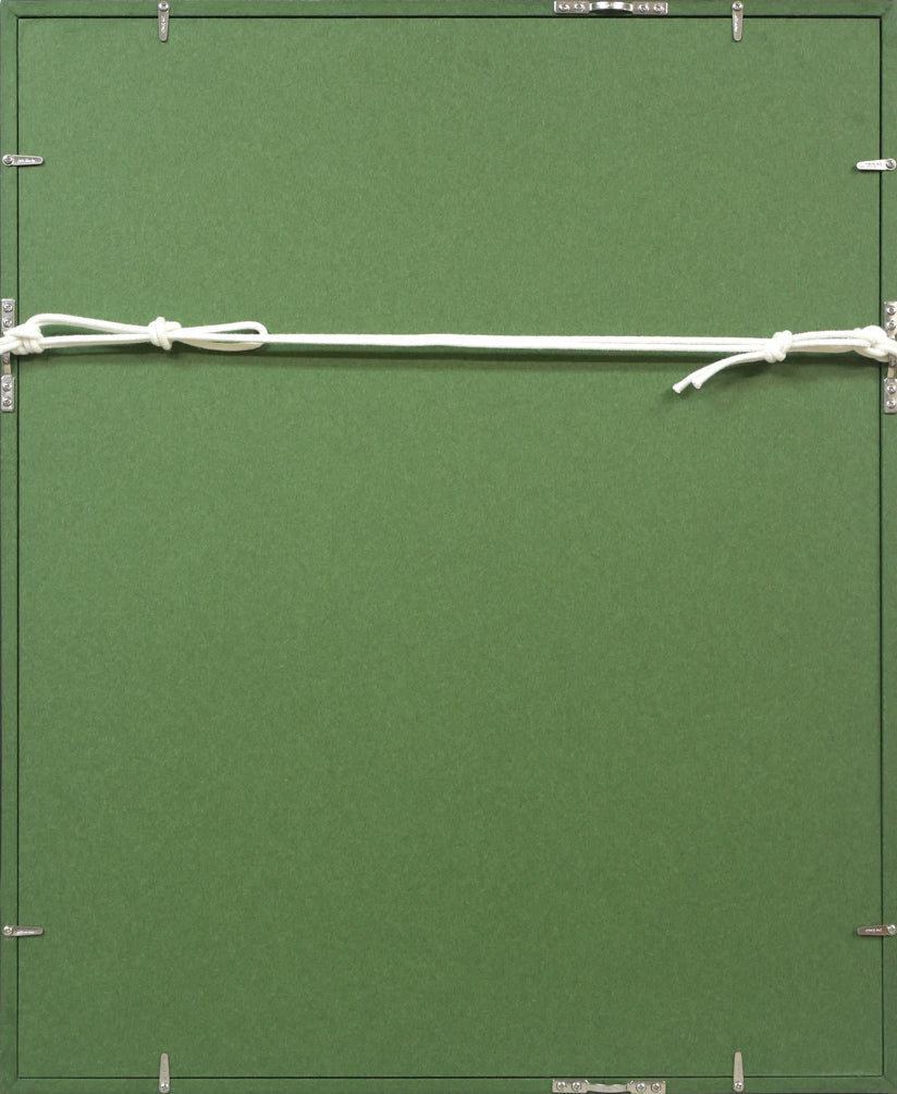 豊島輝彦「洋酒ビンのある静物」油絵・F6号 額縁裏側画像