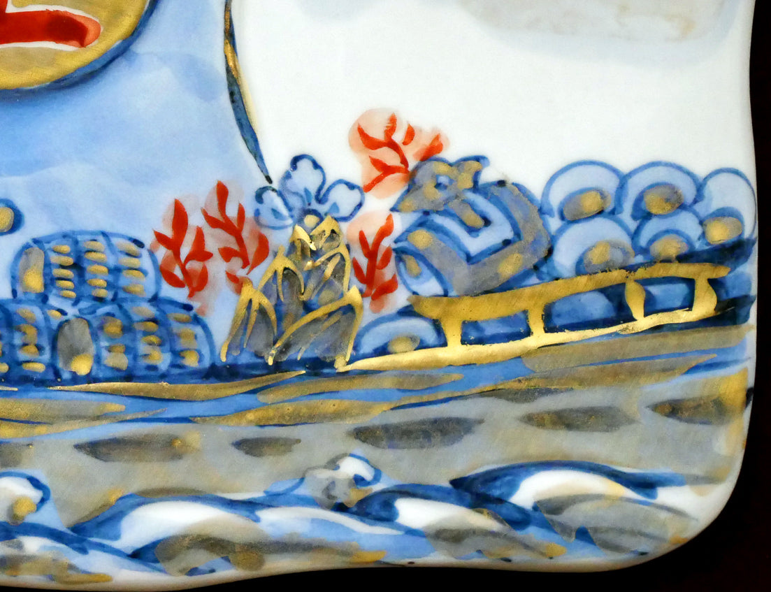 土谷瑞光「宝船」清水焼陶板画 拡大画像4