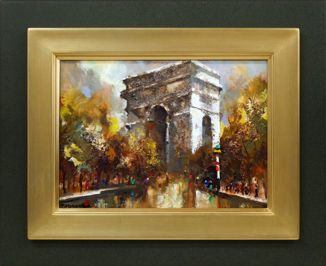 鶴岡義雄「雨后の凱旋門(パリ)」油絵・F4号