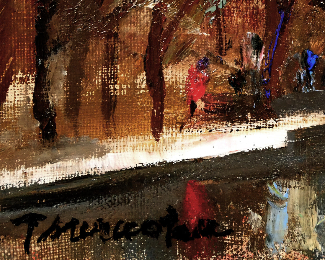 鶴岡義雄「雨后の凱旋門(パリ)」油絵・F4号 サイン拡大画像