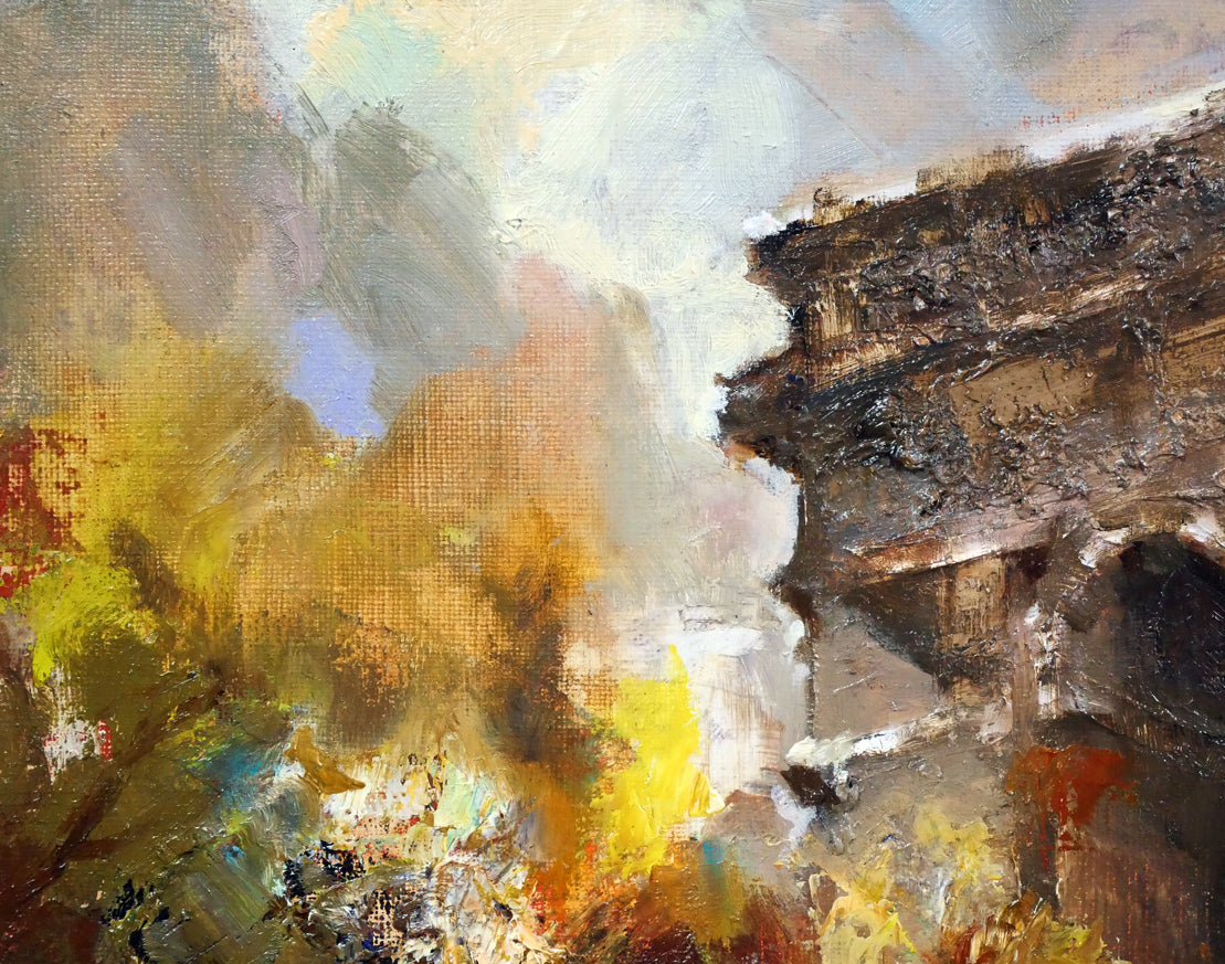 鶴岡義雄「雨后の凱旋門(パリ)」油絵・F4号 拡大画像1