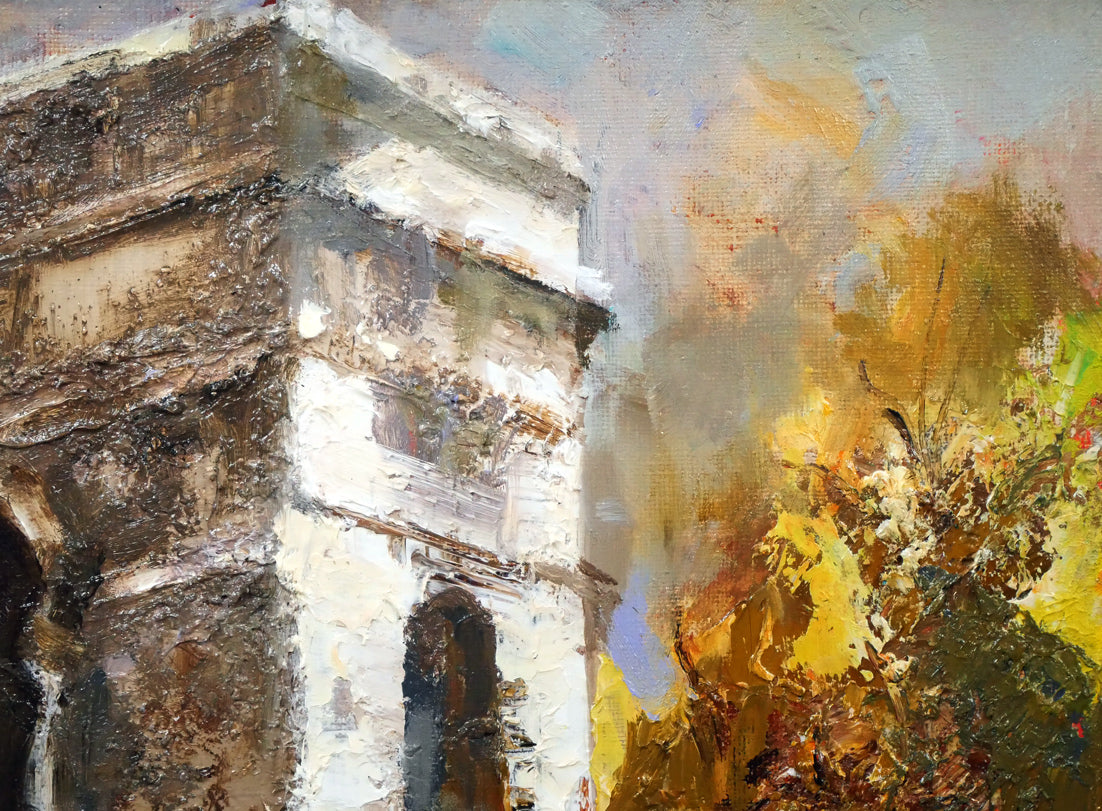 鶴岡義雄「雨后の凱旋門(パリ)」油絵・F4号 拡大画像2