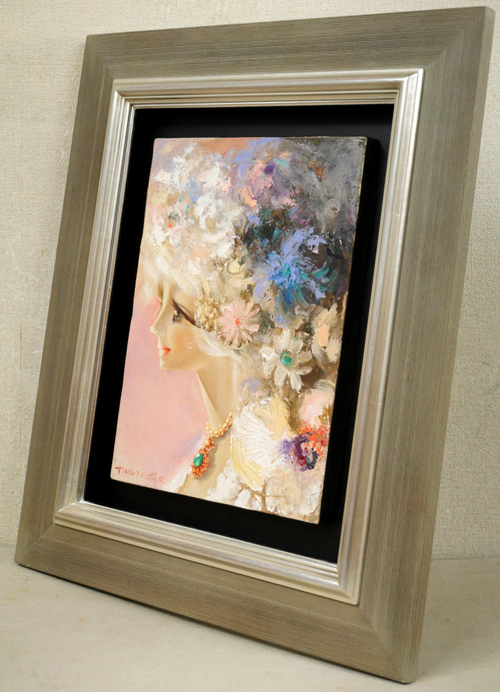 鶴岡義雄「マドモアゼル」油絵・F4号 額装画像1