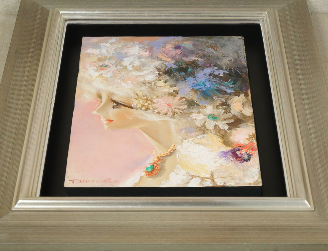 鶴岡義雄「マドモアゼル」油絵・F4号 額装画像5