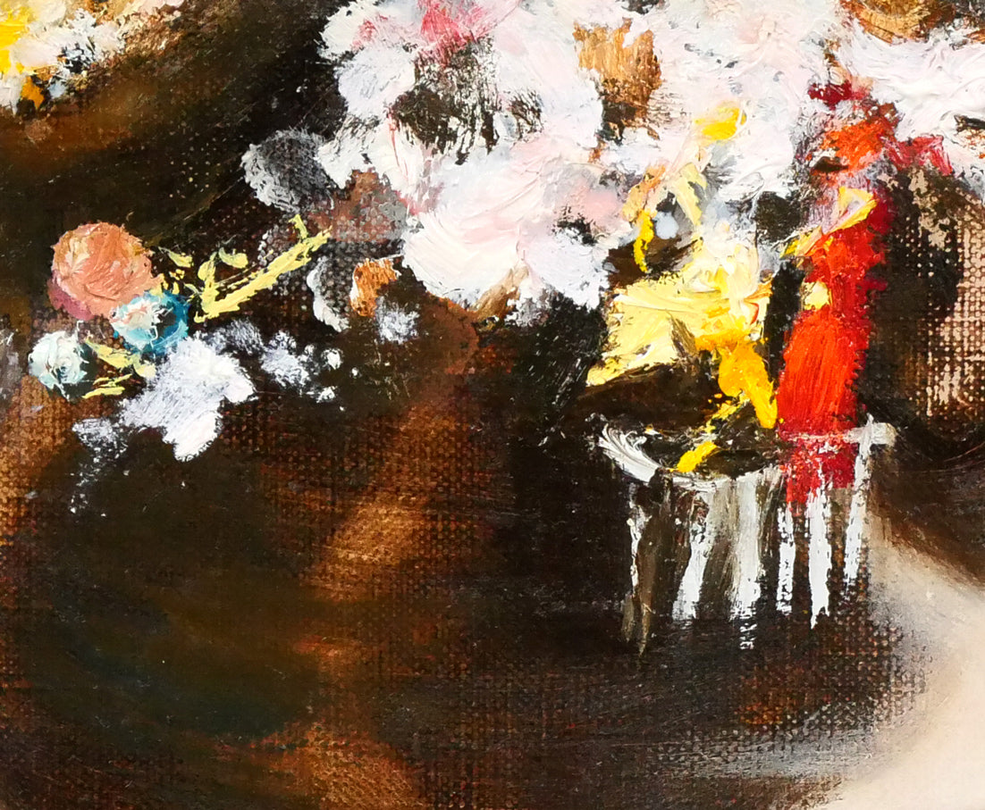 鶴岡義雄「鼓(舞妓)」油絵・F4号 拡大画像2