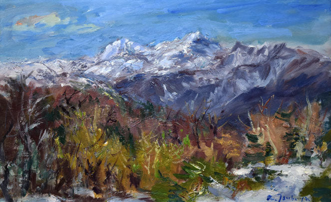 坪谷六郎「待春(浜益峠にて)」油絵・M10号 作品全体画像