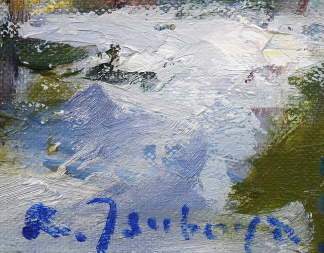 坪谷六郎「待春(浜益峠にて)」油絵・M10号 サイン拡大画像