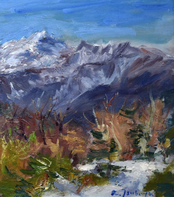 坪谷六郎「待春(浜益峠にて)」油絵・M10号 拡大画像2