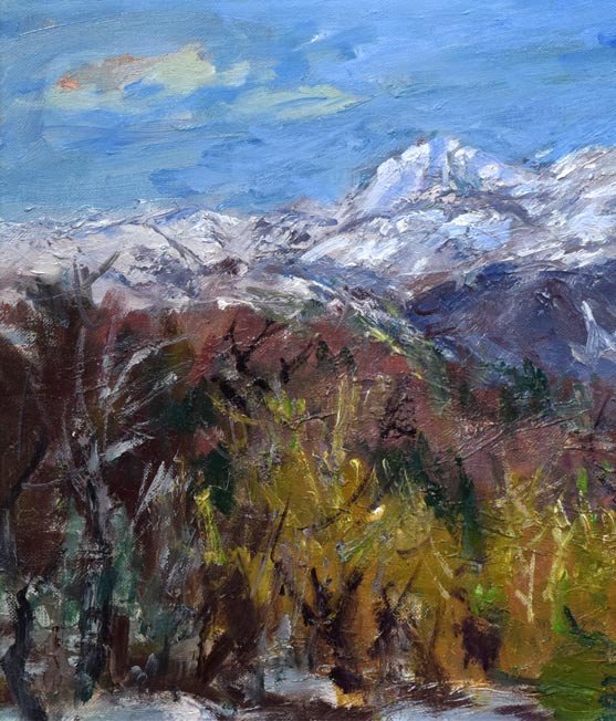 坪谷六郎「待春(浜益峠にて)」油絵・M10号 拡大画像1