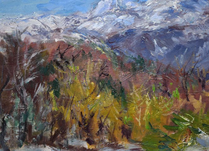 坪谷六郎「待春(浜益峠にて)」油絵・M10号 拡大画像5