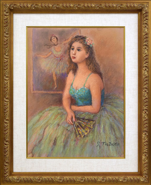 都竹伸政「女(バレリーナ)」パステル画・6号