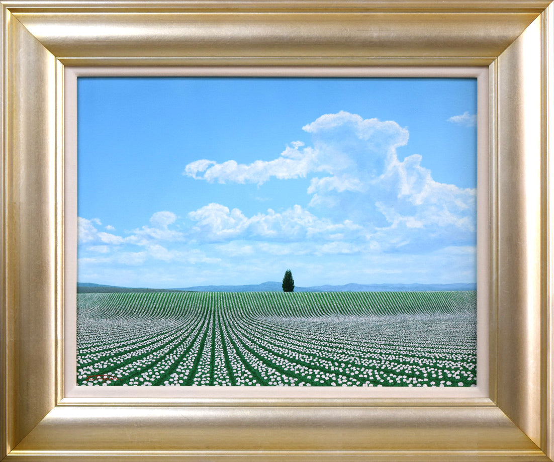 塚原貴之「ポプラの見えるじゃがいも畑(富良野)」油絵・F6号