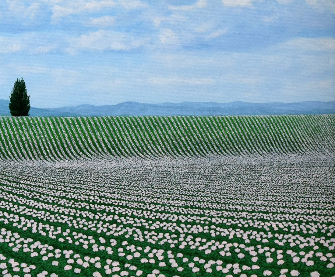 塚原貴之「ポプラの見えるじゃがいも畑(富良野)」油絵・F6号 拡大画像4