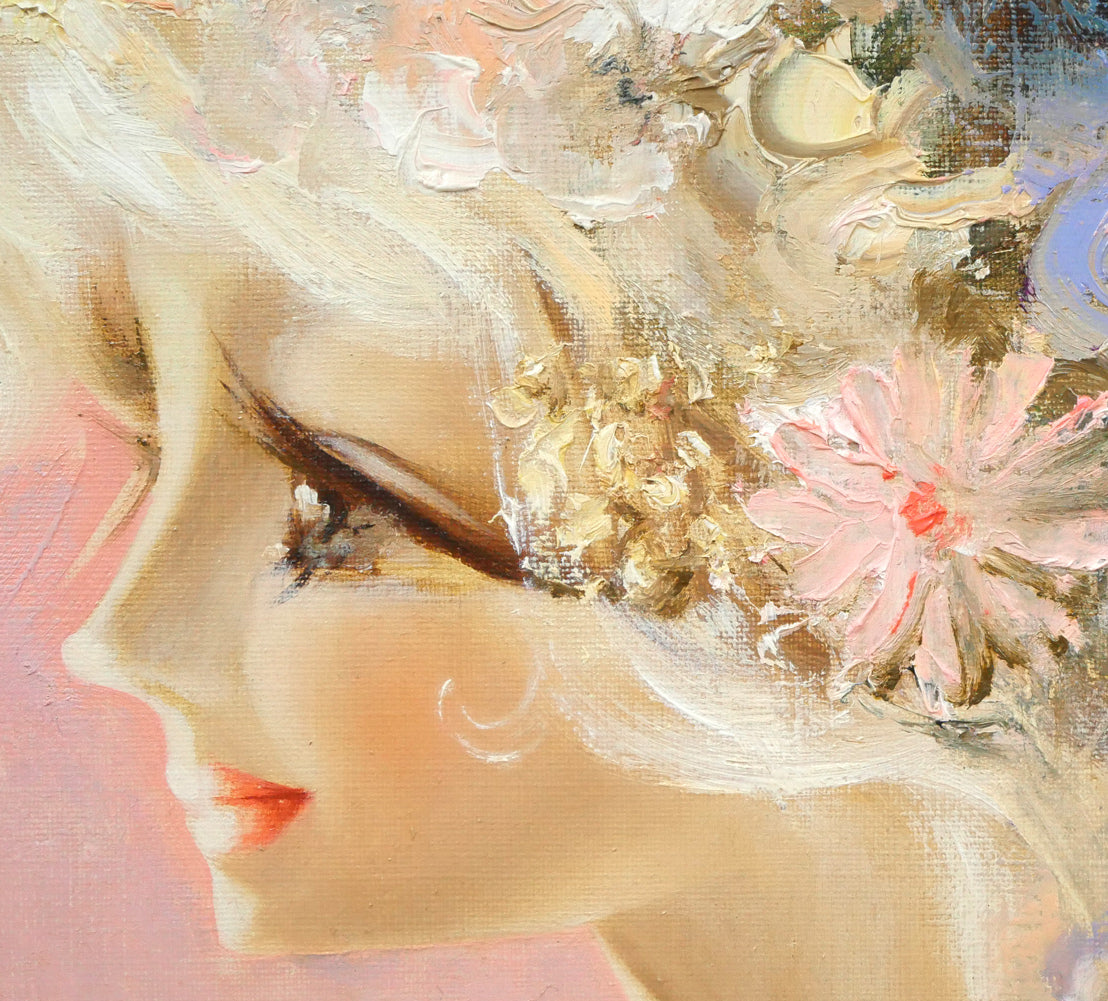 鶴岡義雄「マドモアゼル」油絵・F4号 拡大画像4