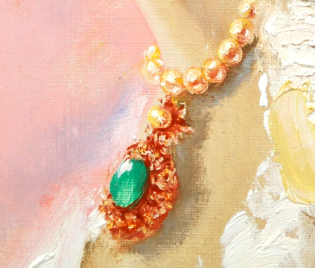 鶴岡義雄「マドモアゼル」油絵・F4号 拡大画像5