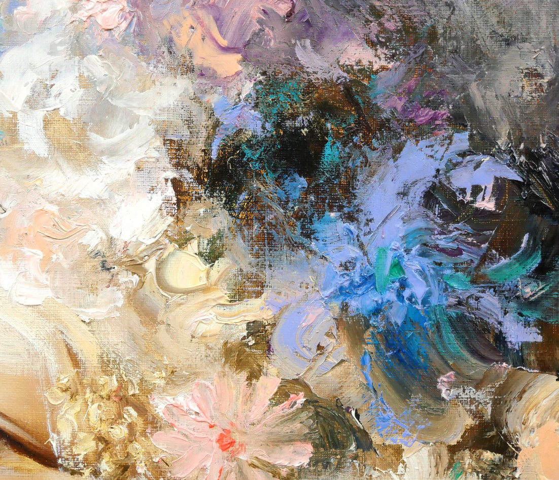 鶴岡義雄「マドモアゼル」油絵・F4号 拡大画像2