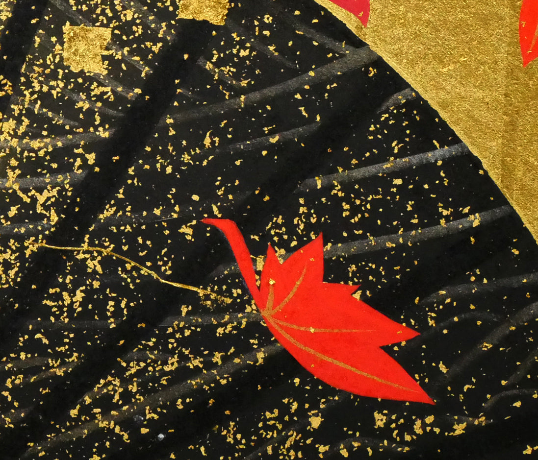 植田環「扇面輝図 紅葉」日本画・F6号 拡大画像6