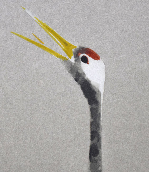 上村淳之「双鶴」シルクスクリーン版画 拡大画像5