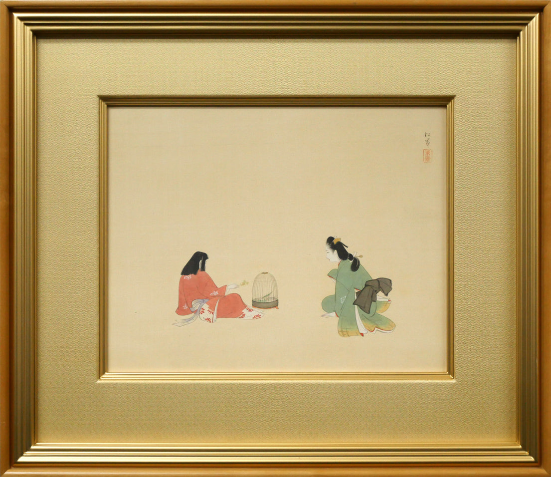 上村松園「春乃小鳥」絹本・彩色・6号