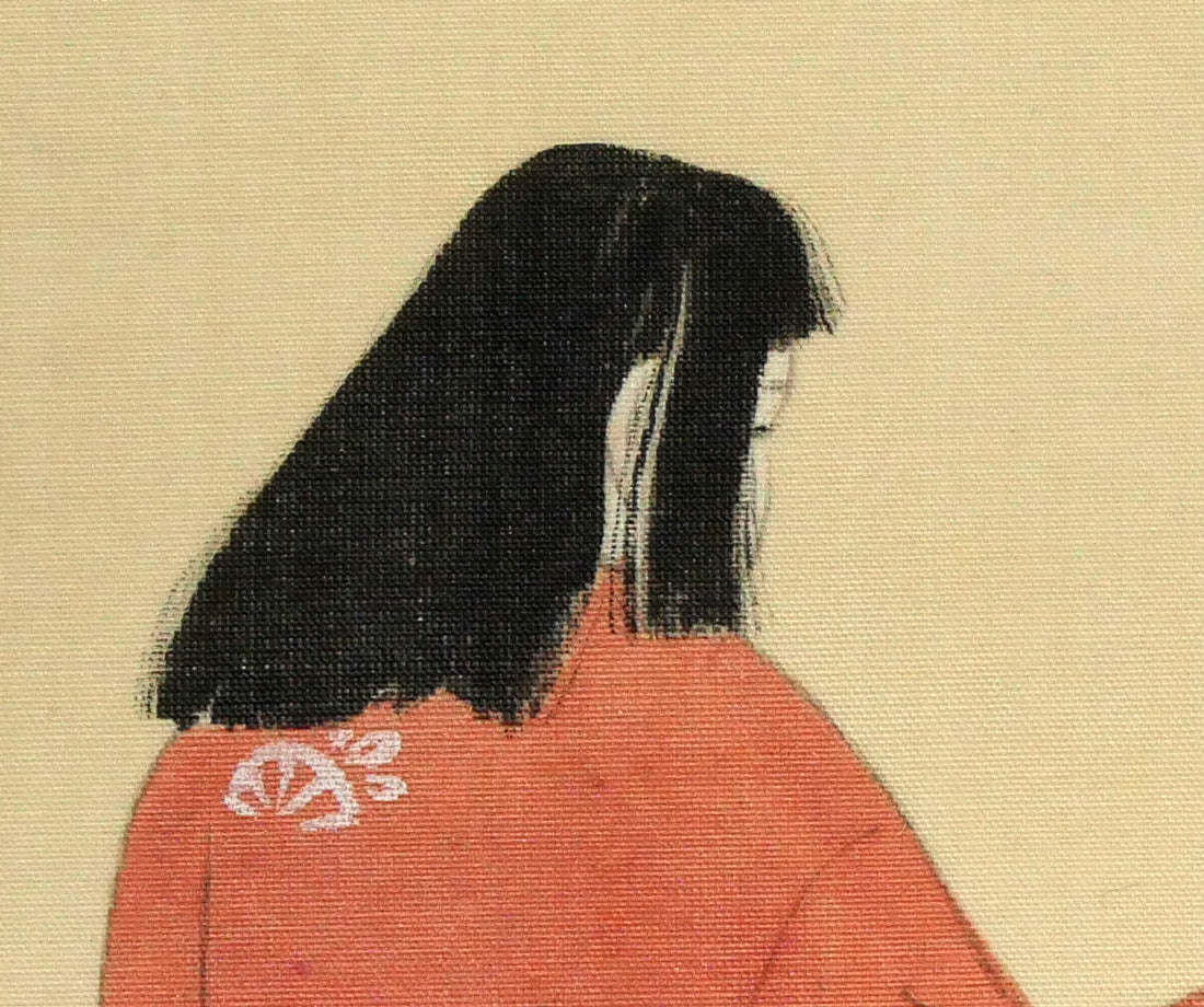 上村松園「春乃小鳥」絹本・彩色・6号 拡大画像2