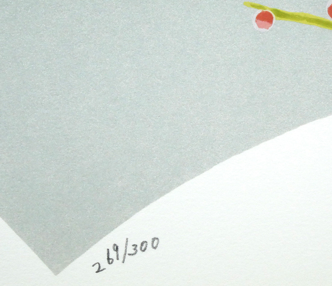 上村淳之「きくいただき(四季啼鳥・春)」シルクスクリーン版画 限定番号(ed,269/300)