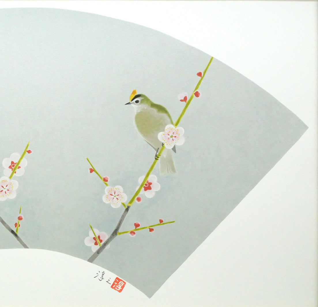 上村淳之「きくいただき(四季啼鳥・春)」シルクスクリーン版画 拡大画像2