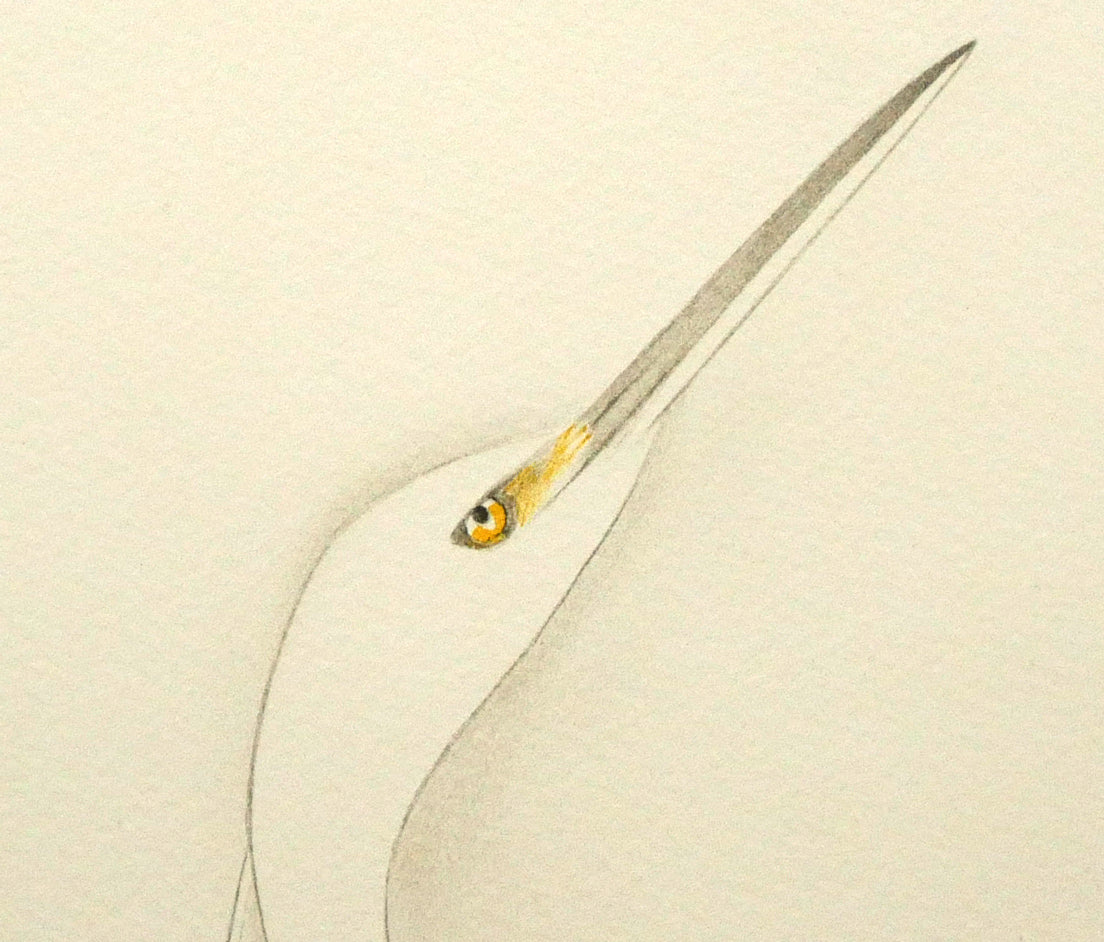 上村松篁「コサギ」リトグラフ 拡大画像2